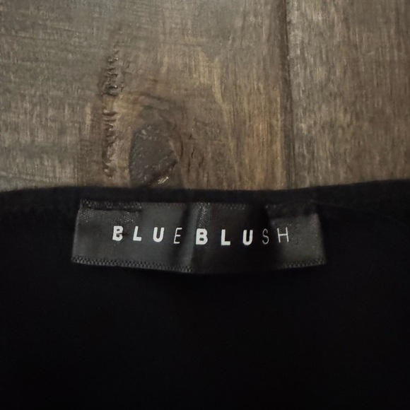 Blue Blush Whimisigoth Black Women's Bandeau Top Size S Puff Sleeves Indie Boho - Picture 8 of 9